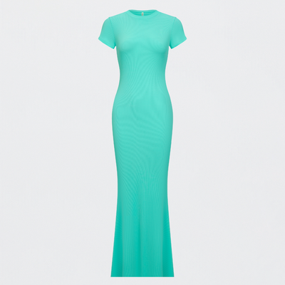 Ribbed T-Shirt Maxikleid